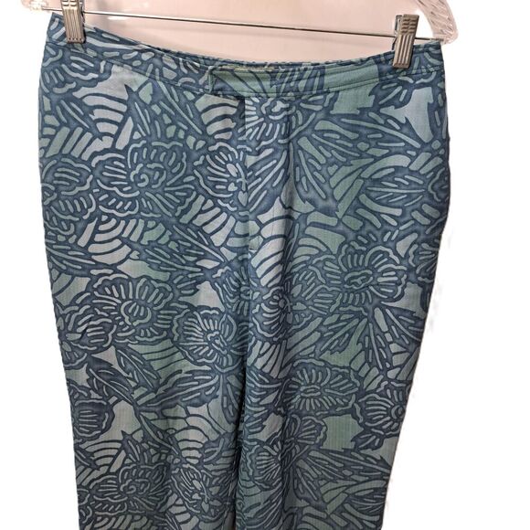 Tommy Bahama Womens Blue Floral Tropical Printed Silk Wide Leg Crop Pants Size 8 - Picture 3 of 8